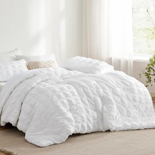 Bedsure Full Bed In A Bag - 7 Piece Plaid Seersucker Set