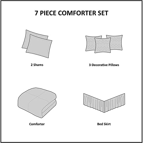 Madison Park Vienna Sateen Cotton Comforter Set Indigo 7 Piece