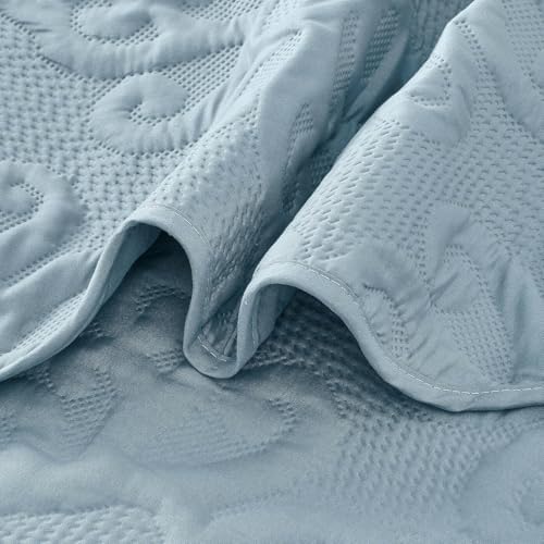 Kingnex Spa Blue Oversized King Quilt Set