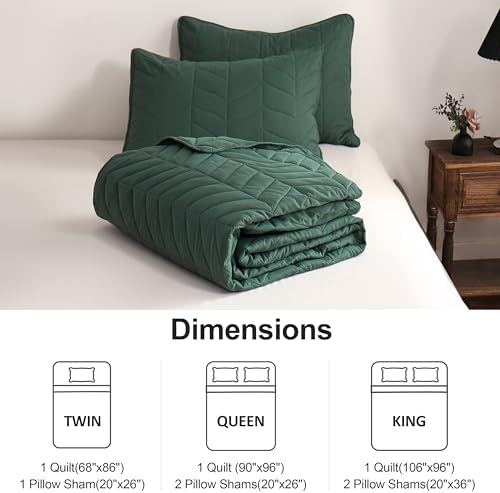 DOWNCOOL King Quilt Bedding Set with Leaf Texture