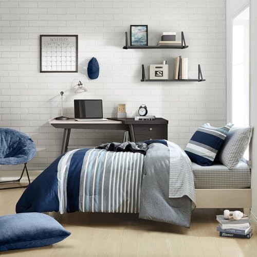Nautica Comforter Set Reversible Heathered Block Grey