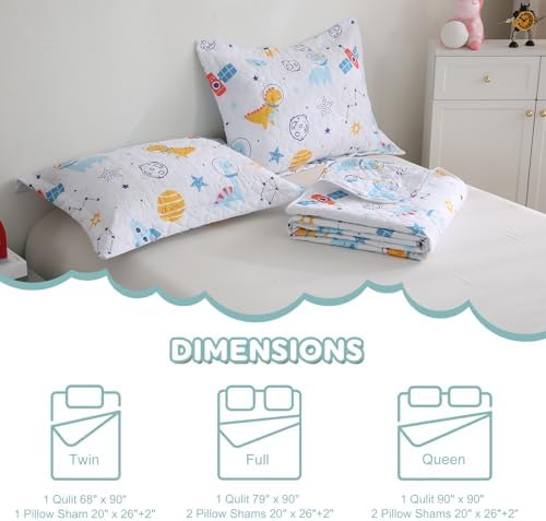 CIMVI Dinosaur Rocket Quilt Set for Boys