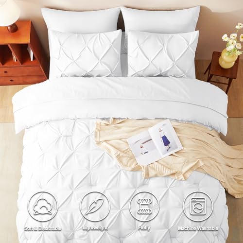 CozyLux Twin XL Comforter Set White - 5 Piece Bed in a Bag