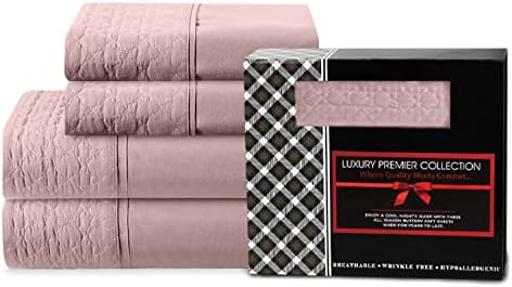 Elegant Comfort 4-Piece Quilted Bed Sheet Set - Dusty Rose