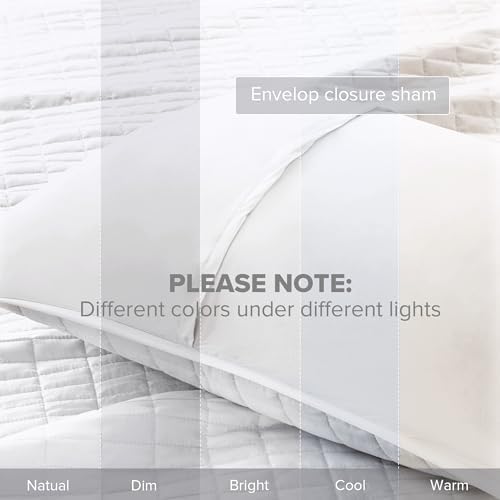 Comfort Spaces Kienna Quilt Set - White Double Sided Lightweight Soft All Season