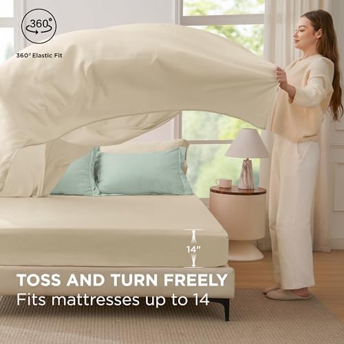 Bedsure Queen Comforter Set - 7 Piece Sage Green Bedding with Contrasting Design