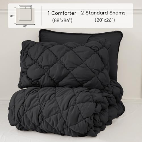 PHF Diamond Marshmallow Puff Comforter Set Queen Size 3Pcs