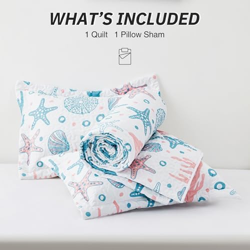 Loves Cabin Twin Quilt Bedding Set - Coastal Pink