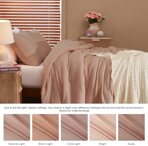 WRENSONGE Queen Comforter Set 3 Piece Dusty Pink Prewashed Soft Lightweight