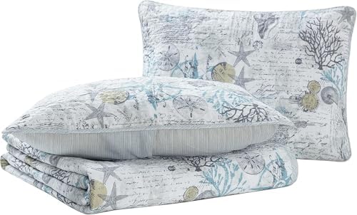 Tommy Bahama King Quilt Set with Shams - Beach Bliss Grey