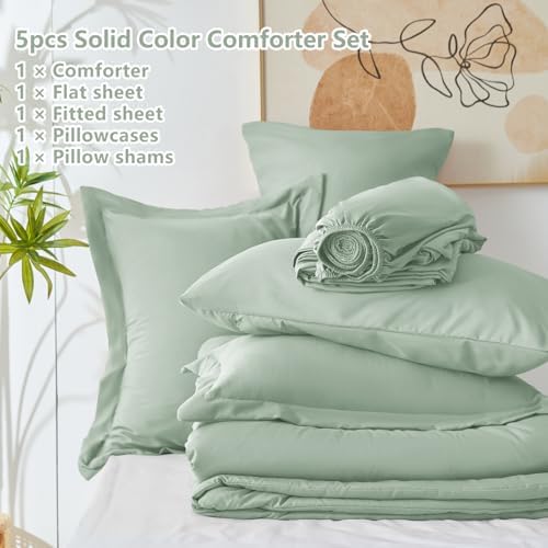CozyLux Twin XL Comforter Set Sage Green