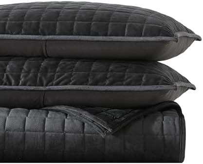 Vera Wang King Quilt Set with Shams - Diamond Black