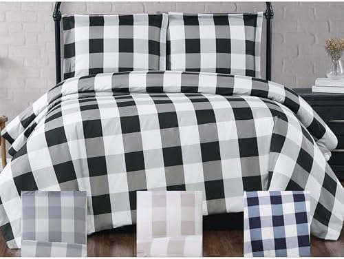 TRULY SOFT 3-Piece Black Buffalo Plaid Quilt Set