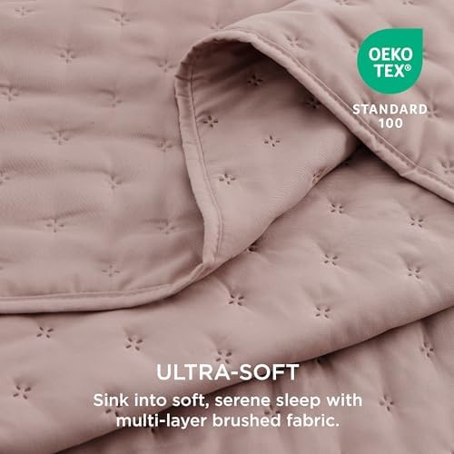Bedsure King Quilt Set - Ultra Soft Dusty Rose Bedspread