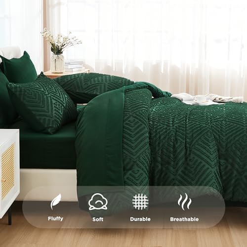 Andency King Size 7-Piece Comforter Set Dark Emerald Green