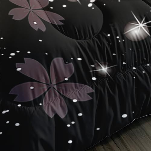 QOOMO Kawaii Axolotl Comforter Set Twin Size Pink Cherry Blossom