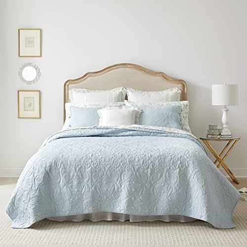 Laura Ashley King Quilt Set with Shams Felicity Blue
