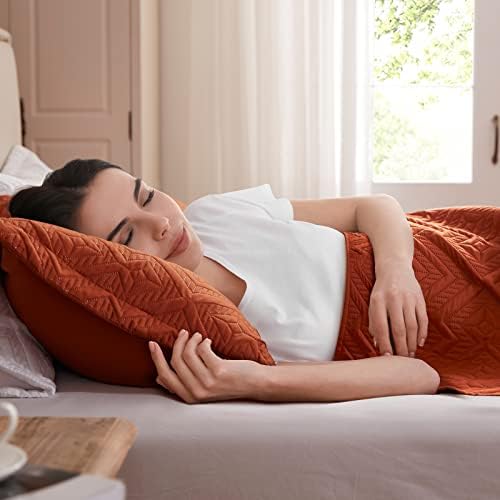 LEAONME Full Queen Quilt Set 3 Pieces Burnt Orange