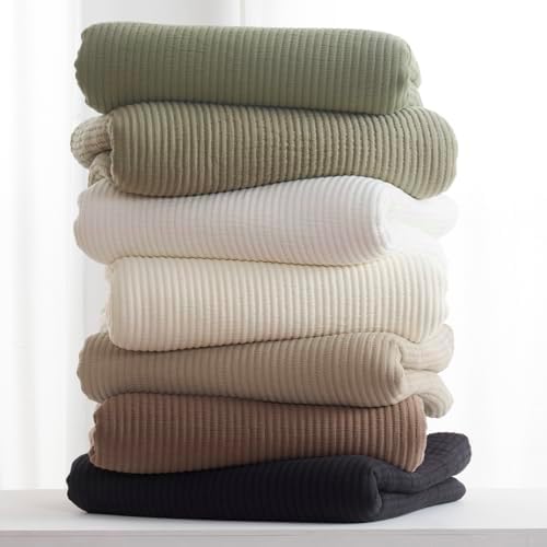EVERGRACEHOME Cotton Coverlet Set Full Queen 3 Piece Mocha Brown