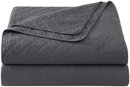 Indigo Hill 3-Piece King Quilt Set - Charcoal Cotton Shabby Chic