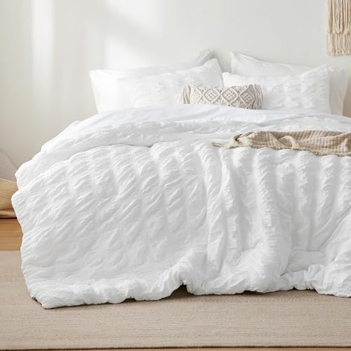 Bedsure Full Bed In A Bag - 7 Piece Plaid Seersucker Set