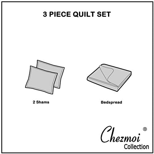 Chezmoi Collection Kingston Queen Size Bedspread Set 3-Piece