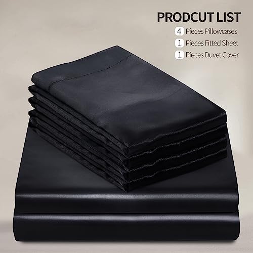 Manyshofu 6Pcs Black Duvet Cover Set King Size