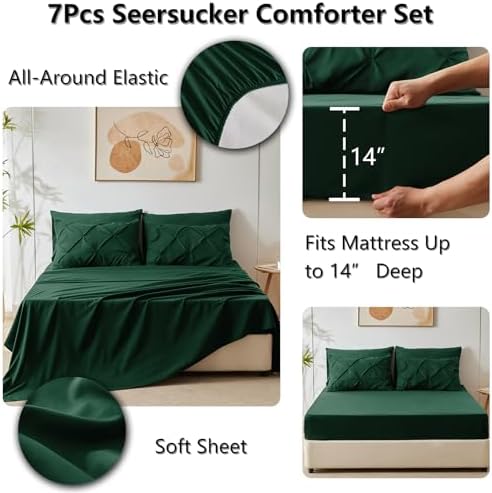 CozyLux Emerald Green Cal King Comforter Set 7-Piece