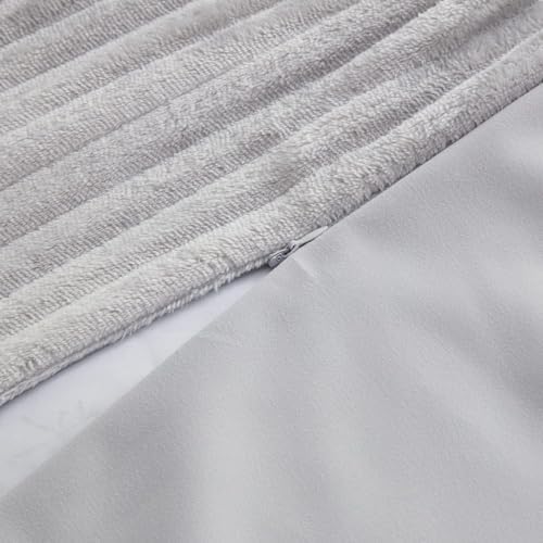 Hearth Harbor Premium Flannel Duvet Cover Set - 3 PC Silver Gray