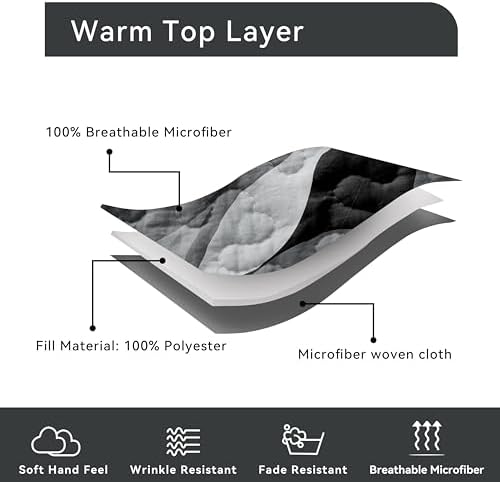 Weesire Modern Grey Black Stripe Quilt Set King Size