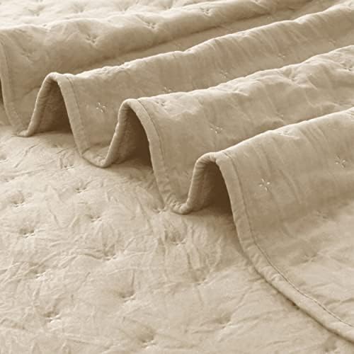 ROARINGWILD Beige King Quilt Set with Pillow Shams 3 Piece