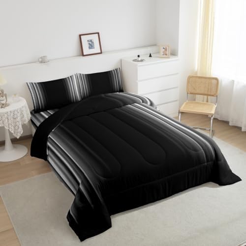 Feelyou Geometric Abstract Ombre Comforter Set for Kids Boys Girls