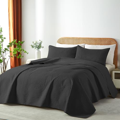 WURUIBO Full Queen Quilt Set Black