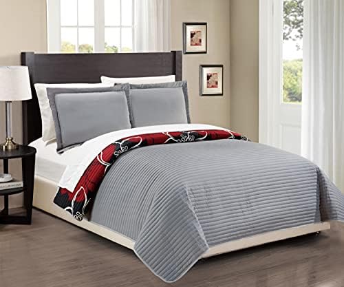 Chic Home QS2807-AN Woodside Quilt Set Twin Black 1