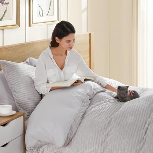 Hearth Harbor Premium Flannel Duvet Cover Set - 3 PC Silver Gray