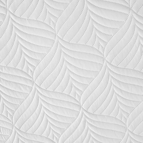 Whale Flotilla Modern Geometric Queen Quilt Set 3-Piece Extra Soft White Bedding