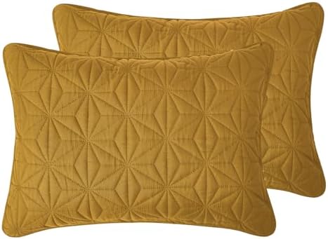 VCNY Home Kaleidoscope Pattern Quilt Set with Shams Gold