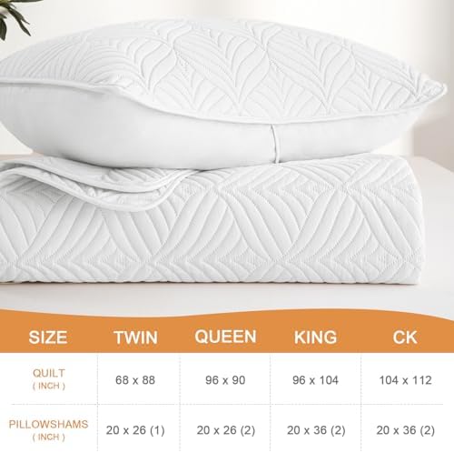 Whale Flotilla Modern Geometric Queen Quilt Set 3-Piece Extra Soft White Bedding