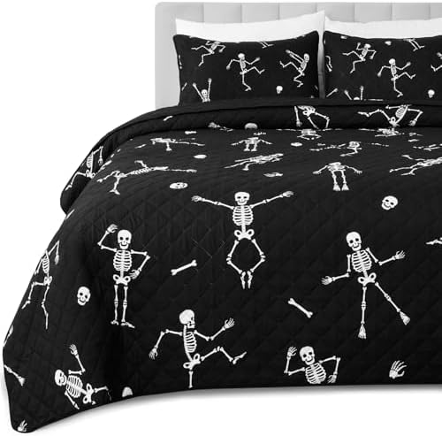 ASPMIZ Halloween Queen Quilt Set Reversible Microfiber with 2 Pillowcases