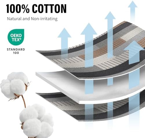 Soforpring 100 Cotton Cal King Bedspread Set - 120x120 Gray Farmhouse Plaid 3pcs