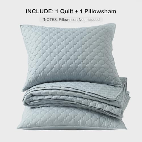 HORIMOTE HOME Quilt Set Twin Size Chambray Blue Cloud Pattern