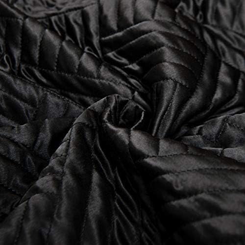 NTBAY Queen Silk Satin Quilt Set Black Geometric Pattern