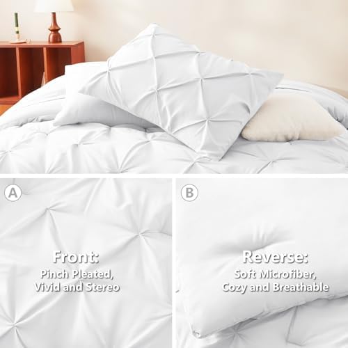 CozyLux Twin XL Comforter Set White - 5 Piece Bed in a Bag