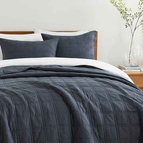 HORIMOTE HOME Denim Blue Queen Quilt Set 100 Cotton