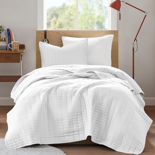 Comfort Spaces Kienna Quilt Set - White Double Sided Lightweight Soft All Season