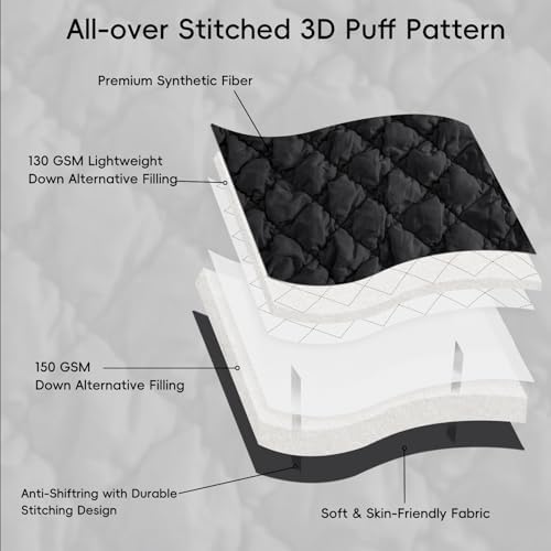 PHF Diamond Marshmallow Puff Comforter Set Queen Size 3Pcs