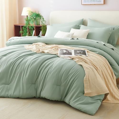 CozyLux Twin XL Comforter Set Sage Green