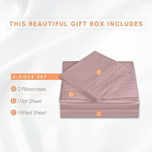 Elegant Comfort 4-Piece Quilted Bed Sheet Set - Dusty Rose