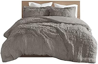 Intelligent Design Shaggy Duvet Cover Set Grey 3 Piece