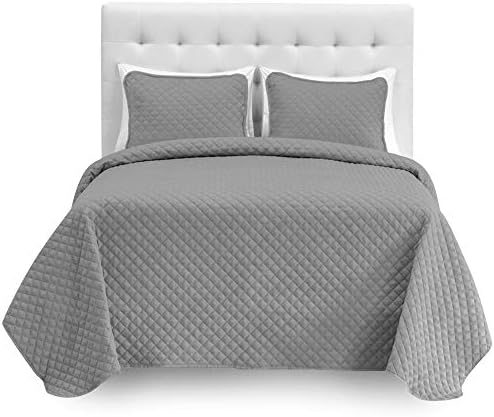 Bare Home Full XL Coverlet Set Microfiber Sheet Set - Light Grey Grey